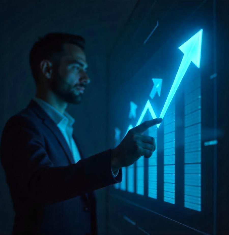 Assessor analisando um gráfico de crescimento